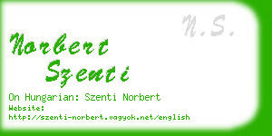 norbert szenti business card